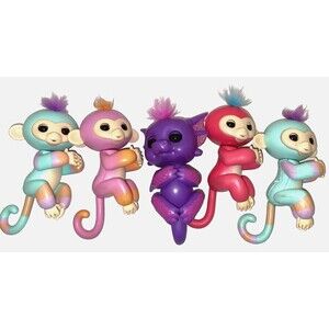 Fingerlings Lot Of 5 Purple Dragon, Monkeys , Teal, Pink & Lavender Working